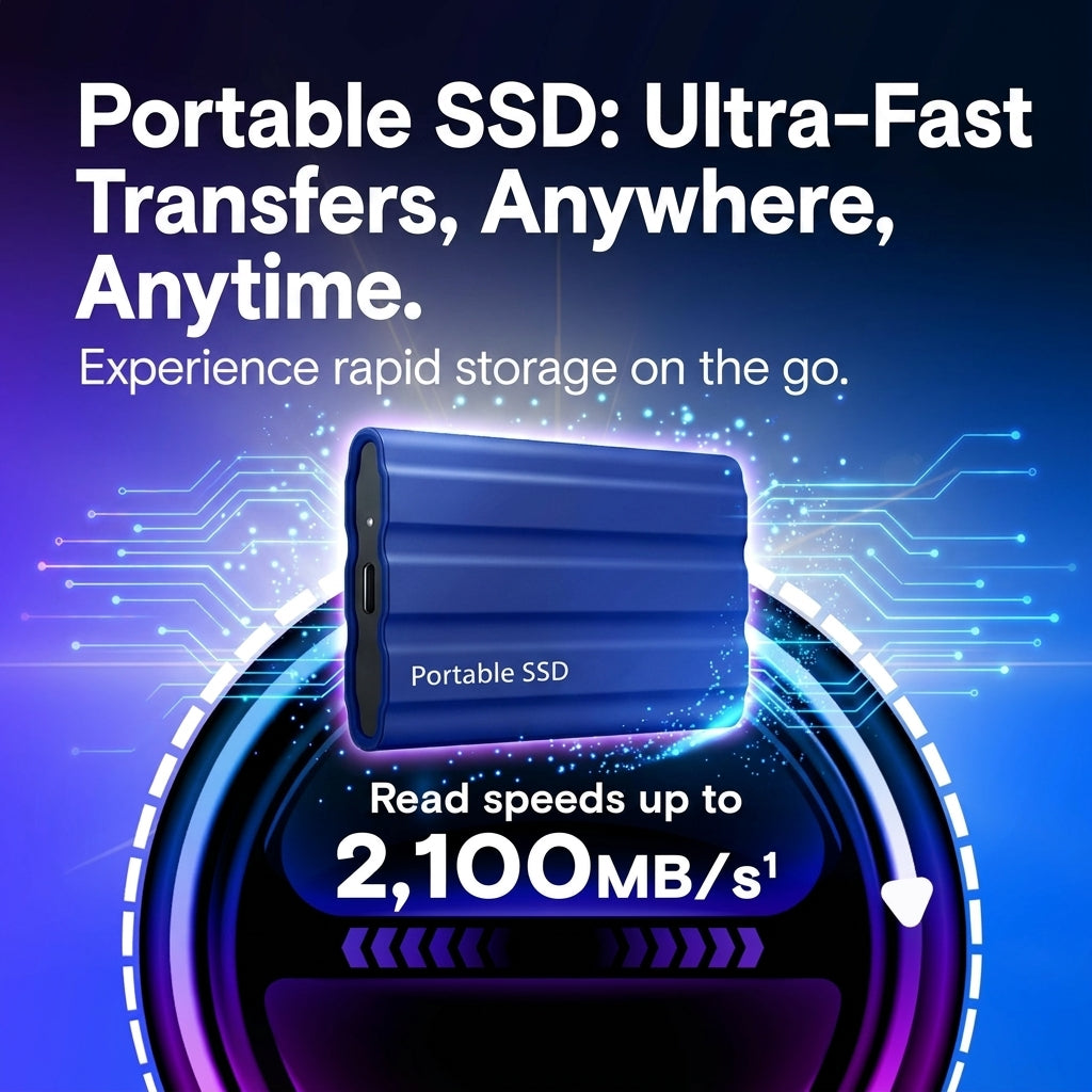2TB External SSD Portable Drive, No App Required, USB 3.2 Type-C Ultra Fast Storage for iPhone, Android, Laptop, PC & Gaming Console, Instantly Backup Photos, Videos, Documents and Large Files