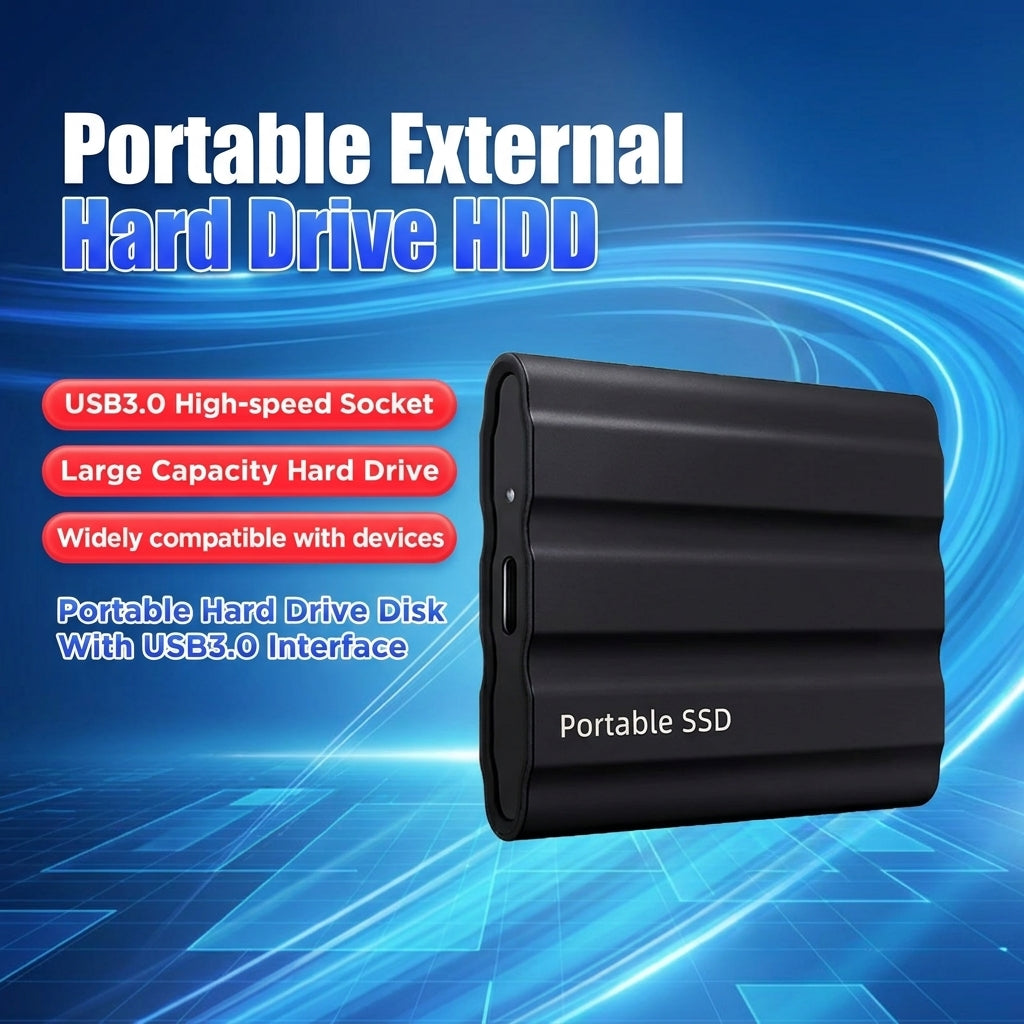 2TB External SSD Portable Drive, No App Required, USB 3.2 Type-C Ultra Fast Storage for iPhone, Android, Laptop, PC & Gaming Console, Instantly Backup Photos, Videos, Documents and Large Files